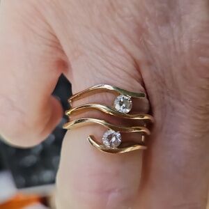 Elegant Gold Diamond Band Ring 14 Kt Gold.  Round Stones 2 = .50 Ctw